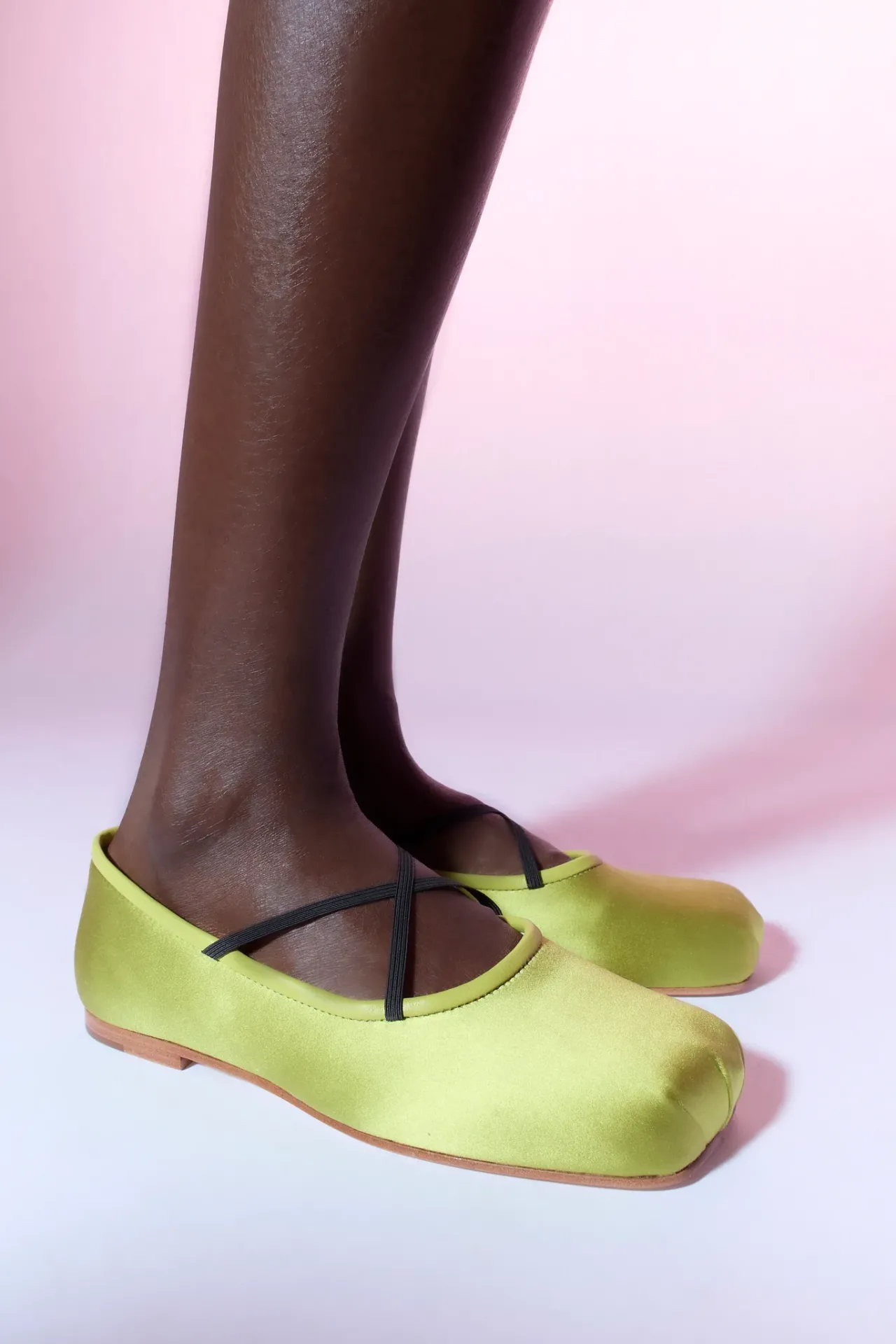 Women Sandy Liang Shoes^Criss Cross Pointe In Chartreuse Satin